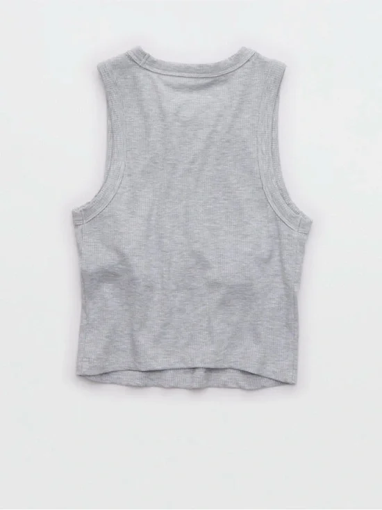 OFFLINE by Aerie Thumbs Up Cropped Tank Top Large NWT Heavyweight Heather Gray - Picture 2 of 5